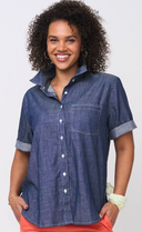 Good Boyfriend Shirt - Short Sleeve Chambray Dark Denim Wash