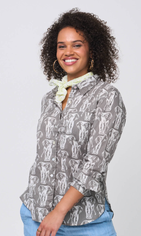 Good Boyfriend Shirt - Elephants Dove Grey