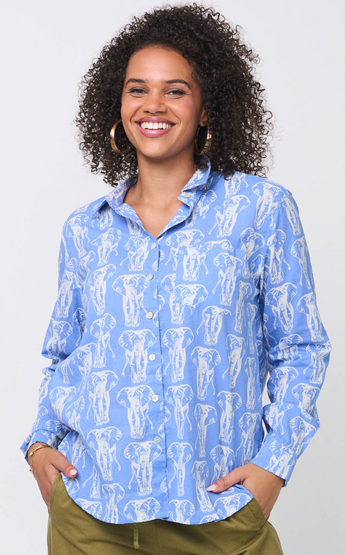 Good Boyfriend Shirt - Elephants Bluebird