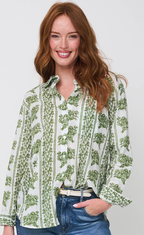 Good Boyfriend Shirt - Chatsworth Trellis Green