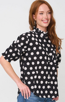 Good Girlfriend Shirt with Ruffle Trim - True Dot Black