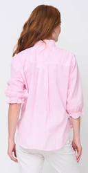 Good Girlfriend Shirt with Ruffle Trim Menswear Stripe Tickled Pink