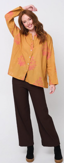 Relaxed Boyfriend Shirt - Cameo Floral Overdye Fawn