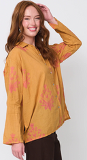 Relaxed Boyfriend Shirt - Cameo Floral Overdye Fawn