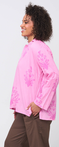 Relaxed Boyfriend Shirt - Cameo Floral Overdye Petal Pink