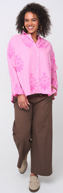 Relaxed Boyfriend Shirt - Cameo Floral Overdye Petal Pink