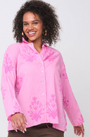 Relaxed Boyfriend Shirt - Cameo Floral Overdye Petal Pink