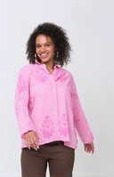 Relaxed Boyfriend Shirt - Cameo Floral Overdye Petal Pink