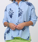 Relaxed Boyfriend Shirt - Cameo Floral Overdye Cornflower Blue