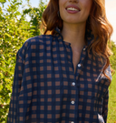 Relaxed Boyfriend Shirt - Gingham Picnic Overdye Milk Chocolate