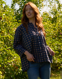 Relaxed Boyfriend Shirt - Gingham Picnic Overdye Milk Chocolate