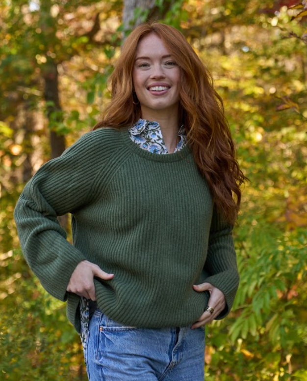 Montauk Shaker Recycled Cashmere Sweater - Olive