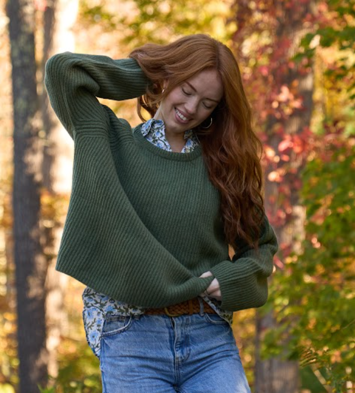 Montauk Shaker Recycled Cashmere Sweater - Olive