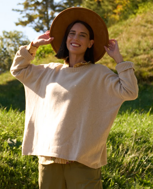 Nantucket Boxy Recycled Cashmere Sweater - Oatmeal
