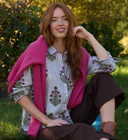 Good Boyfriend Shirt - Palm Cove Floral Dove Grey