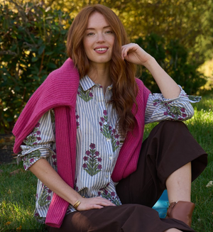 Good Boyfriend Shirt - Palm Cove Floral Dove Grey
