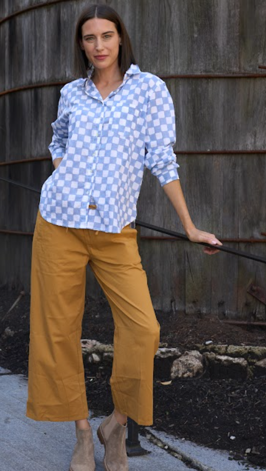 Good Boyfriend Shirt - Checkerboard Bluebird