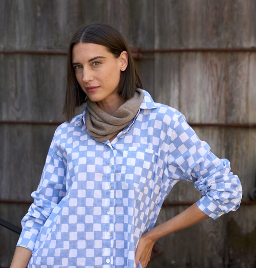 Good Boyfriend Shirt - Checkerboard Bluebird