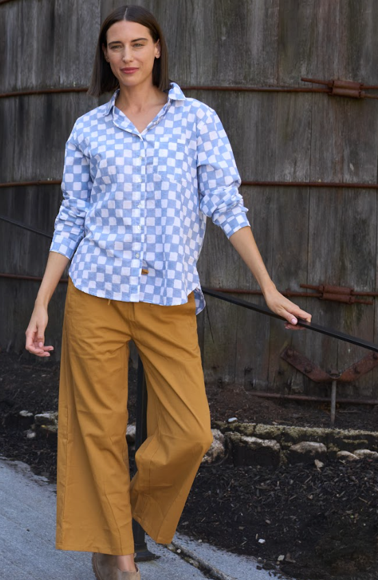 Good Boyfriend Shirt - Checkerboard Bluebird