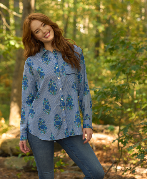 Good Boyfriend Shirt - Avalon Floral Coastal Blue