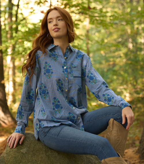 Good Boyfriend Shirt - Avalon Floral Coastal Blue