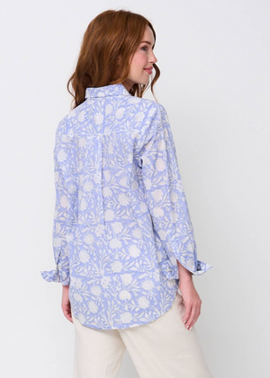 Good Boyfriend Shirt - Floral Escape Bluebird and Dove Grey