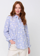 Good Boyfriend Shirt - Floral Escape Bluebird and Dove Grey