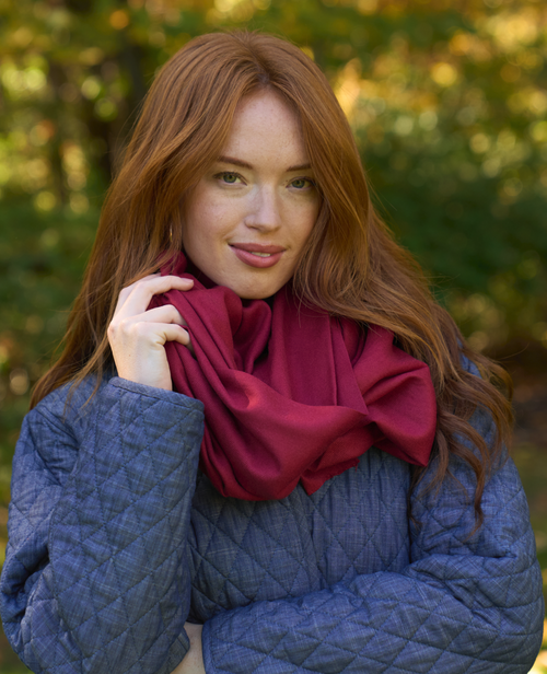 Bedford Recycled Cashmere Wrap Scarf - Bordeaux