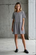 Hudson Dress - Menswear Stripe Black