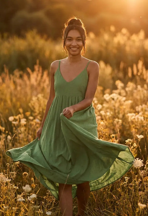 Hamptons Linen Dress - Olive
