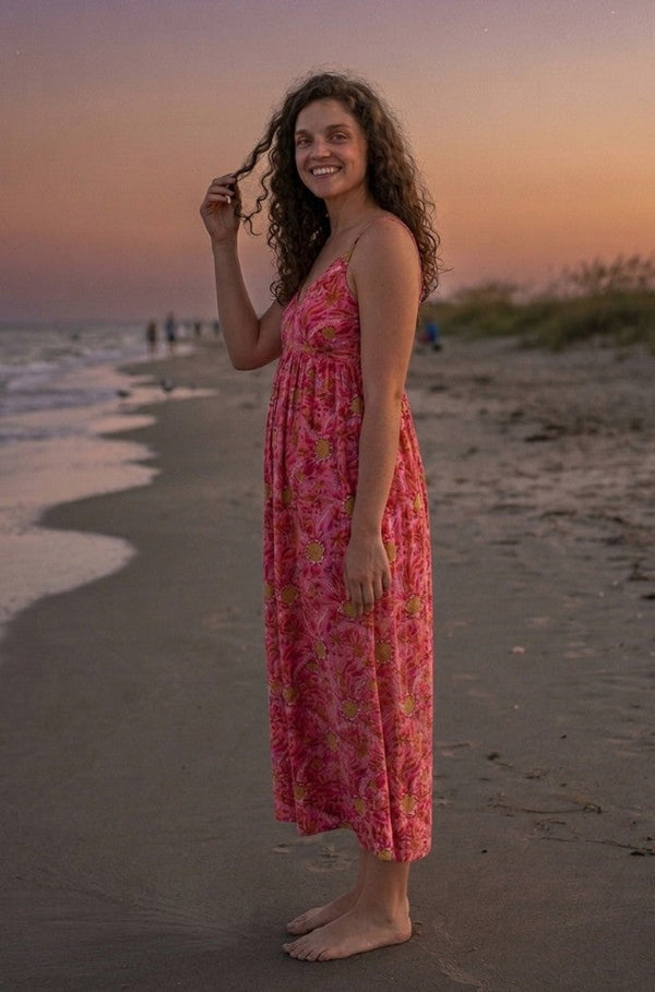 Hamptons Dress - Mira Floral Pink