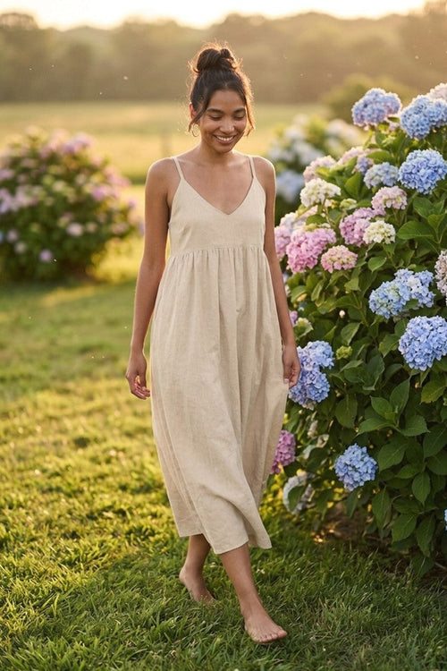 Hamptons Linen Dress - Flax