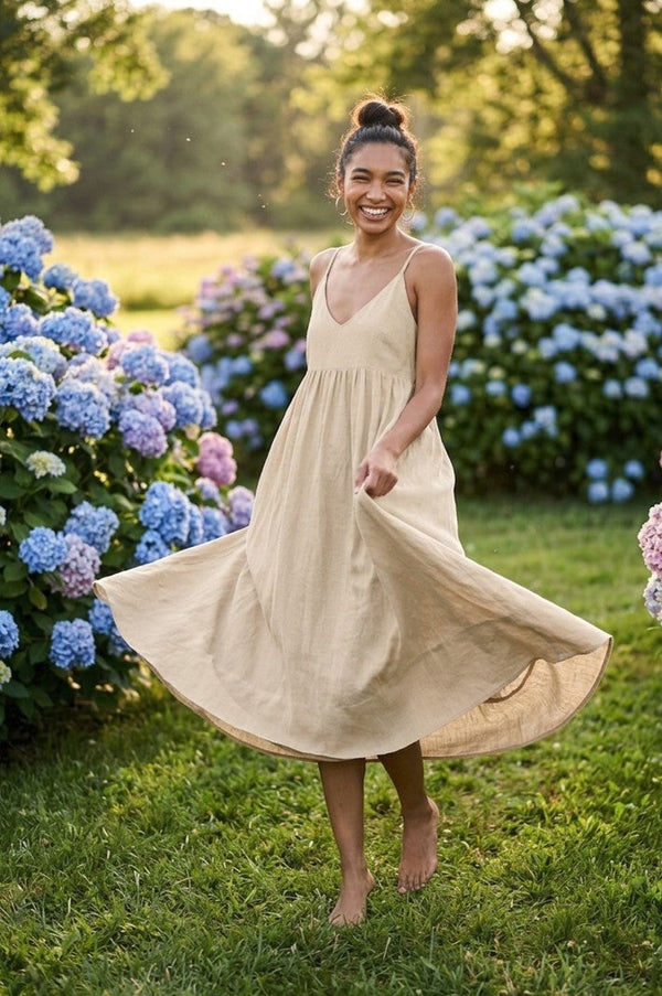 Hamptons Linen Dress - Flax