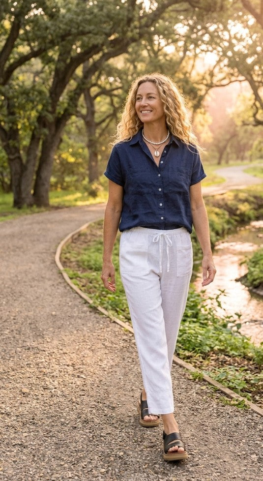 Marina Pant - Linen Creme White