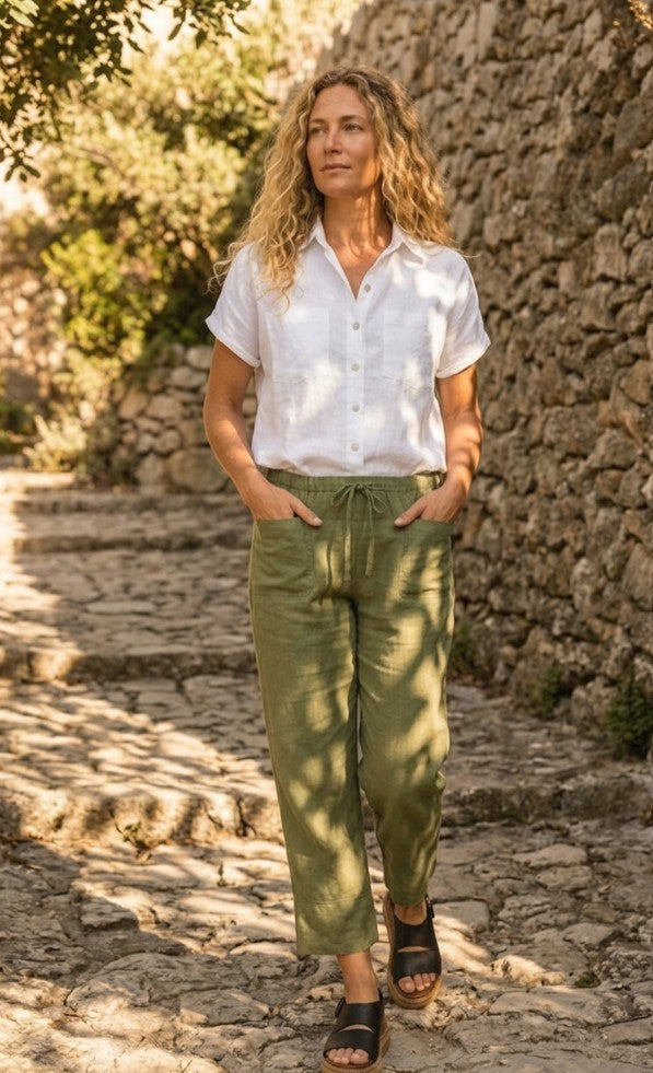 Marina Pant - Linen Olive