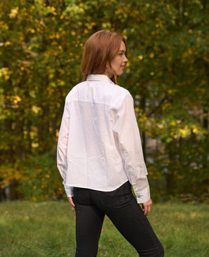 Good Girlfriend Shirt with Tux Trim White