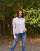 Good Girlfriend Shirt with Tux Trim White