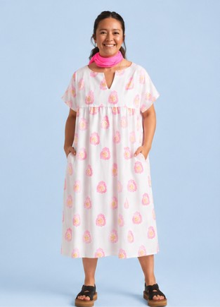 Meadow Dress - Totem Paisley in Neon Pink & Neon Peach