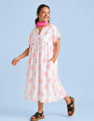 Meadow Dress - Totem Paisley in Neon Pink & Neon Peach