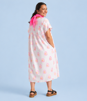 Meadow Dress - Totem Paisley in Neon Pink & Neon Peach