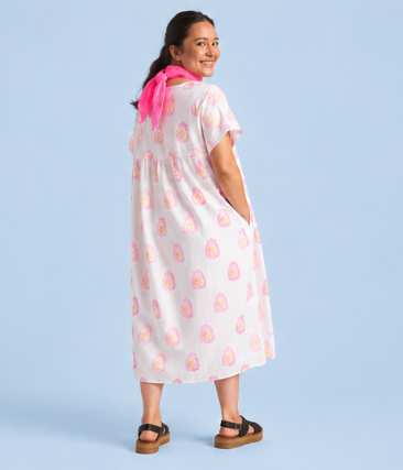 Meadow Dress - Totem Paisley in Neon Pink & Neon Peach