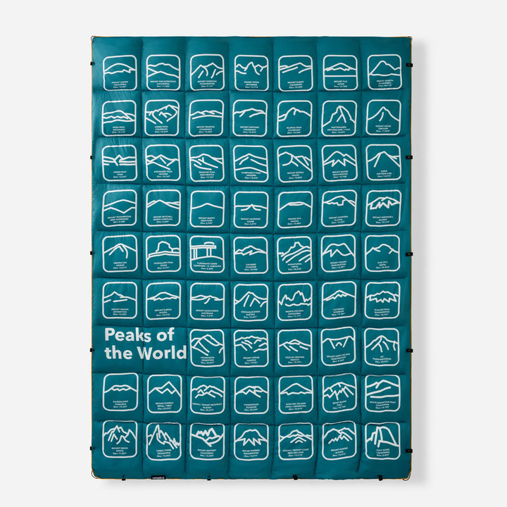 Graphene Puffer Blanket: Peaks of the World Teal Ocean
