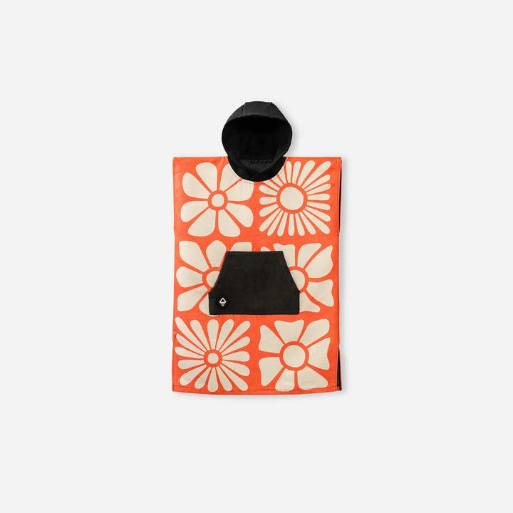 Kids Changing Poncho: Big Flowers Expedition Orange