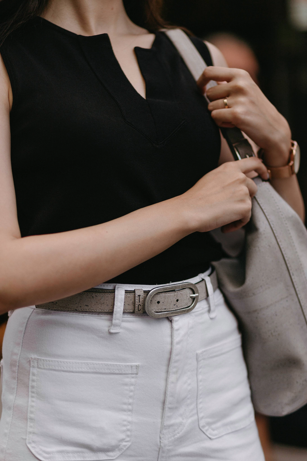 Vegan Cork Leather Belt (Gray)