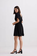 Oversized Gathered Short Dress in Black