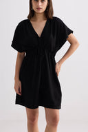 Oversized Gathered Short Dress in Black