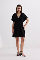 Oversized Gathered Short Dress in Black
