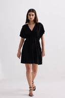 Oversized Gathered Short Dress in Black
