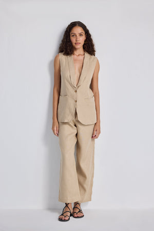 Sleeveless Hemp Jacket Set