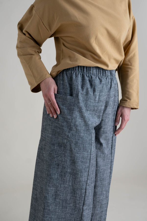 Zero Waste Pants in Gray Chambray